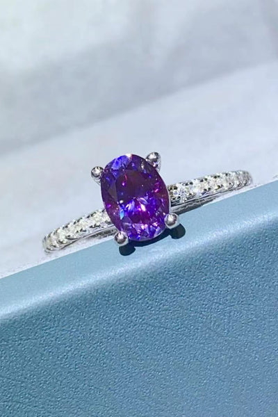 1 Carat Purple Moissanite 4-Prong Ring - SHE BADDY© ONLINE WOMEN FASHION & CLOTHING STORE