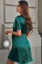 Tie Front Plunge Flutter Sleeve Mini Dress - SHE BADDY© ONLINE WOMEN FASHION & CLOTHING STORE