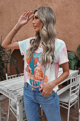 Tie-Dye Graphic Tee Shirt - SHE BADDY© ONLINE WOMEN FASHION & CLOTHING STORE