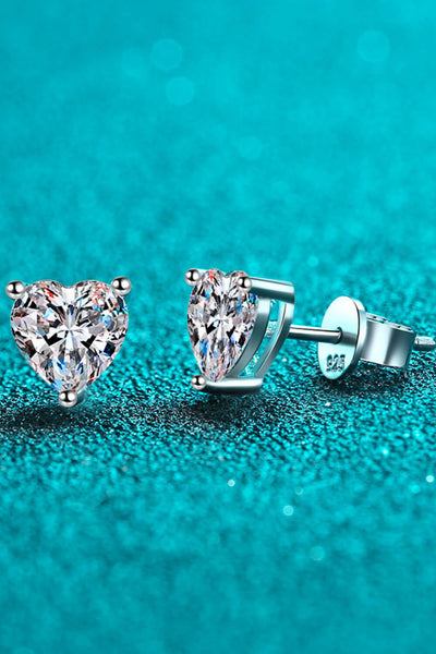 2 Carat Moissanite Heart-Shaped Stud Earrings - SHE BADDY© ONLINE WOMEN FASHION & CLOTHING STORE