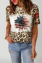 Leopard Plaid Floral Tee Shirt - SHE BADDY© ONLINE WOMEN FASHION & CLOTHING STORE