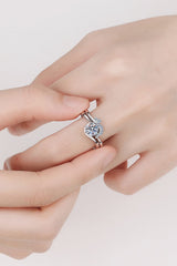 Moissanite Rhodium-Plated Two-Piece Ring Set - SHE BADDY© ONLINE WOMEN FASHION & CLOTHING STORE