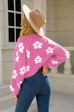 Floral Open Front Fuzzy Cardigan - SHE BADDY© ONLINE WOMEN FASHION & CLOTHING STORE