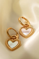 Inlaid Shell Heart Drop Earrings - SHE BADDY© ONLINE WOMEN FASHION & CLOTHING STORE