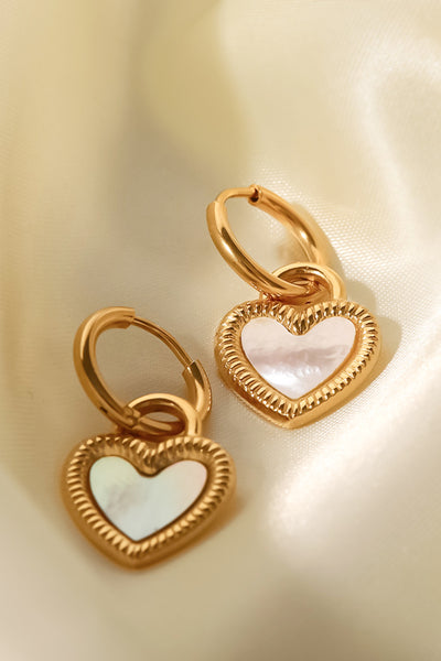 Inlaid Shell Heart Drop Earrings - SHE BADDY© ONLINE WOMEN FASHION & CLOTHING STORE