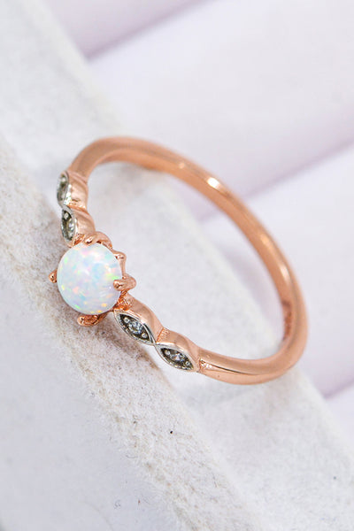 Opal Contrast Platinum-Plated Ring - SHE BADDY© ONLINE WOMEN FASHION & CLOTHING STORE