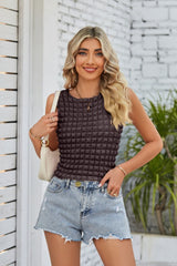 Textured Round Neck Tank - SHE BADDY© ONLINE WOMEN FASHION & CLOTHING STORE