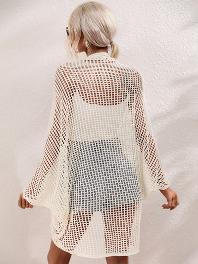 Openwork Open Front Longline Cover Up - SHE BADDY© ONLINE WOMEN FASHION & CLOTHING STORE