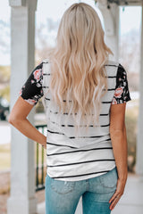 Striped T-Shirt with Patch Pocket - SHE BADDY© ONLINE WOMEN FASHION & CLOTHING STORE
