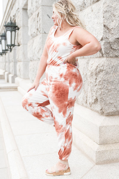 Plus Size Tie-Dye Sleeveless Round Neck Jumpsuit - SHE BADDY© ONLINE WOMEN FASHION & CLOTHING STORE