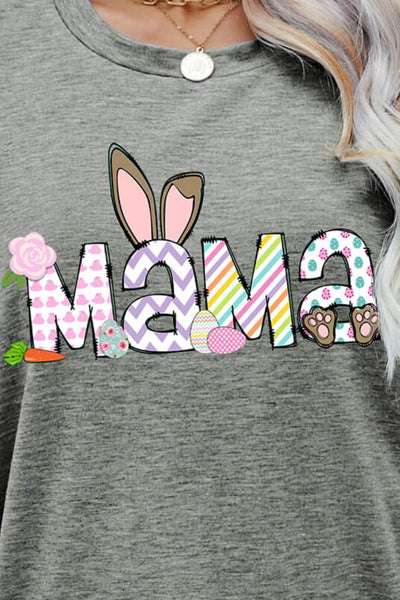 Easter MAMA Graphic Round Neck T-Shirt - SHE BADDY© ONLINE WOMEN FASHION & CLOTHING STORE