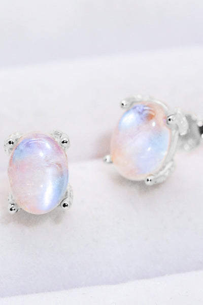 Natural Moonstone 4-Prong Stud Earrings - SHE BADDY© ONLINE WOMEN FASHION & CLOTHING STORE