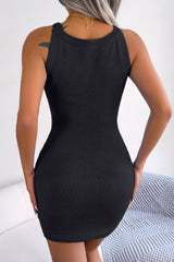 Decorative Button Sleeveless Cable-Knit Dress - SHE BADDY© ONLINE WOMEN FASHION & CLOTHING STORE