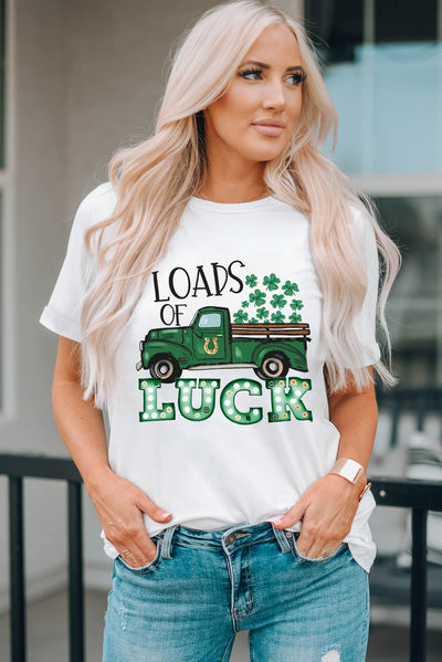 LOADS OF LUCK Graphic Round Neck Tee - SHE BADDY© ONLINE WOMEN FASHION & CLOTHING STORE