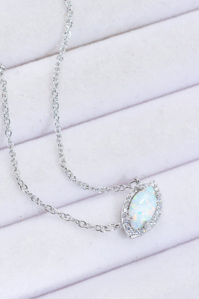 18k Rose Gold-Plated Opal Pendant Necklace - SHE BADDY© ONLINE WOMEN FASHION & CLOTHING STORE