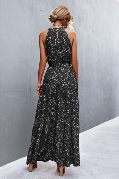 Printed Sleeveless Tie Waist Maxi Dress - SHE BADDY© ONLINE WOMEN FASHION & CLOTHING STORE