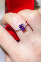 1 Carat Moissanite Platinum-Plated Rectangle Ring in Purple - SHE BADDY© ONLINE WOMEN FASHION & CLOTHING STORE