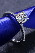 1 Carat Moissanite Rhodium-Plated Side Stone Ring - SHE BADDY© ONLINE WOMEN FASHION & CLOTHING STORE