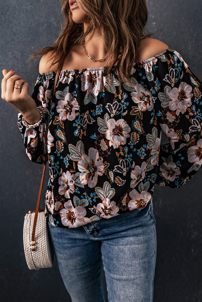 Floral Off-Shoulder Balloon Sleeve Blouse - SHE BADDY© ONLINE WOMEN FASHION & CLOTHING STORE