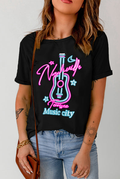 Graphic Short-Sleeve Tee Shirt - SHE BADDY© ONLINE WOMEN FASHION & CLOTHING STORE