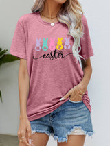 HAPPY EASTER Graphic Round Neck T-Shirt - SHE BADDY© ONLINE WOMEN FASHION & CLOTHING STORE