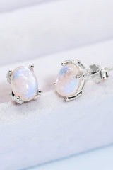 Natural Moonstone 4-Prong Stud Earrings - SHE BADDY© ONLINE WOMEN FASHION & CLOTHING STORE