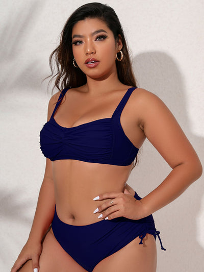 Plus Size Twist Front Tied Bikini Set - SHE BADDY© ONLINE WOMEN FASHION & CLOTHING STORE