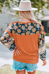 Floral Drop Shoulder Round Neck Top - SHE BADDY© ONLINE WOMEN FASHION & CLOTHING STORE