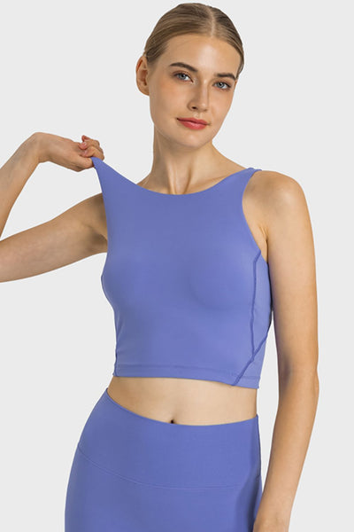 Feel Like Skin Highly Stretchy Cropped Sports Tank - SHE BADDY© ONLINE WOMEN FASHION & CLOTHING STORE