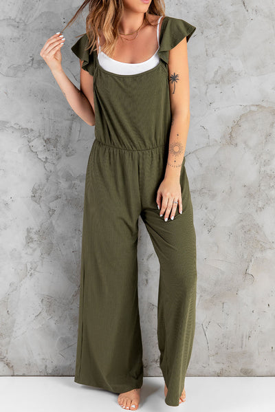 Flutter Sleeve Ribbed Jumpsuit - SHE BADDY© ONLINE WOMEN FASHION & CLOTHING STORE