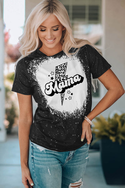 MAMA Lightning Graphic Short Sleeve Tee Shirt - SHE BADDY© ONLINE WOMEN FASHION & CLOTHING STORE