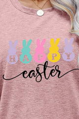 HAPPY EASTER Graphic Round Neck T-Shirt - SHE BADDY© ONLINE WOMEN FASHION & CLOTHING STORE