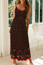 Bohemian Spaghetti Strap Frill Trim Maxi Dress - SHE BADDY© ONLINE WOMEN FASHION & CLOTHING STORE