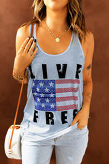 LIVE FREE Stars and Stripes Graphic Tank - SHE BADDY© ONLINE WOMEN FASHION & CLOTHING STORE