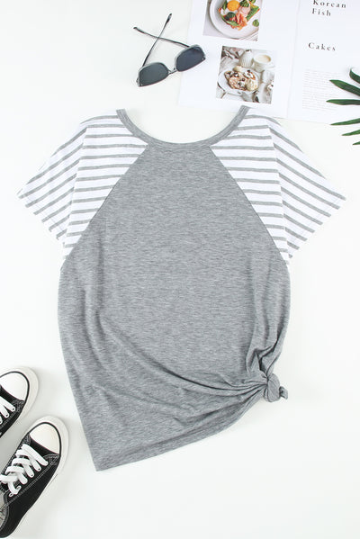 Plus Size Striped Raglan Sleeve T-Shirt - SHE BADDY© ONLINE WOMEN FASHION & CLOTHING STORE