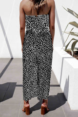 Printed Strapless Tie Waist Wide Leg Jumpsuit - SHE BADDY© ONLINE WOMEN FASHION & CLOTHING STORE