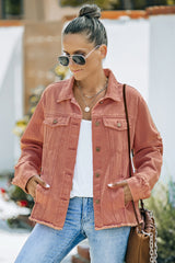 Distressed Raw Hem Denim Jacket - SHE BADDY© ONLINE WOMEN FASHION & CLOTHING STORE