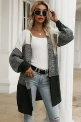 Color Block Chunky Knit Sweater Cardigan - SHE BADDY© ONLINE WOMEN FASHION & CLOTHING STORE
