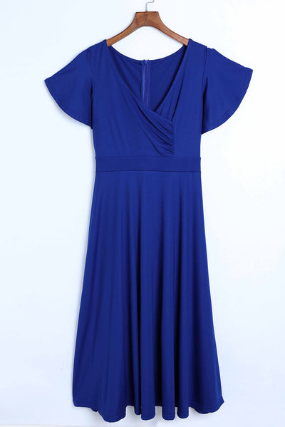 Flutter Sleeve Surplice Midi Dress - SHE BADDY© ONLINE WOMEN FASHION & CLOTHING STORE