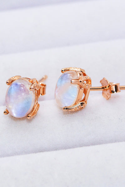 Natural Moonstone 4-Prong Stud Earrings - SHE BADDY© ONLINE WOMEN FASHION & CLOTHING STORE