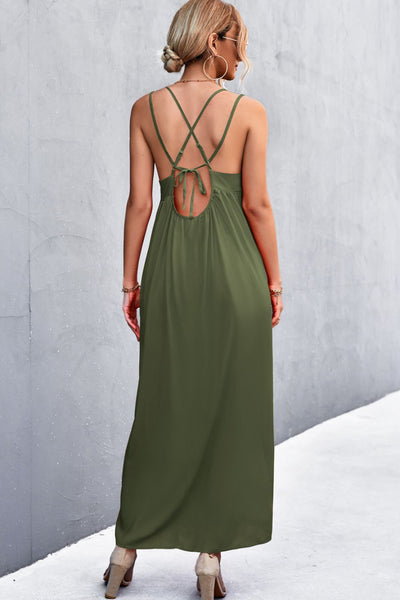 Double Strap Tie Back Dress - SHE BADDY© ONLINE WOMEN FASHION & CLOTHING STORE