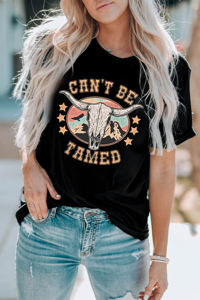 CAN'T BE TAMED Graphic Short Sleeve Tee - SHE BADDY© ONLINE WOMEN FASHION & CLOTHING STORE