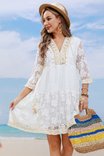 Tassel Spliced Lace Cover Up - SHE BADDY© ONLINE WOMEN FASHION & CLOTHING STORE