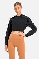 Long Sleeve Cropped Sports Hoodie - SHE BADDY© ONLINE WOMEN FASHION & CLOTHING STORE