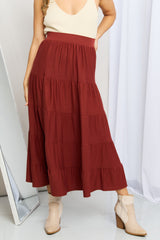 Zenana Full Size Wide Waistband Tiered Midi Skirt - SHE BADDY© ONLINE WOMEN FASHION & CLOTHING STORE