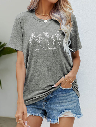 Graphic Round Neck Short Sleeve Tee - SHE BADDY© ONLINE WOMEN FASHION & CLOTHING STORE