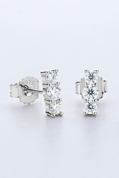 Heartbeat Rhythm 925 Sterling Silver Moissanite Stud Earrings - SHE BADDY© ONLINE WOMEN FASHION & CLOTHING STORE
