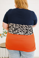 Plus Size Leopard Color Block T-Shirt - SHE BADDY© ONLINE WOMEN FASHION & CLOTHING STORE