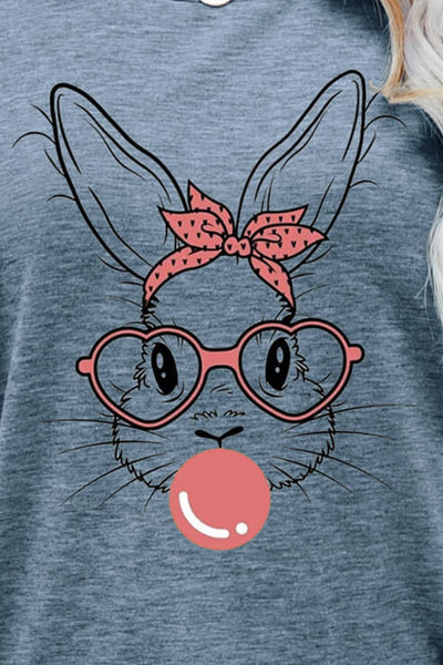 Easter Bunny Graphic Round Neck T-Shirt - SHE BADDY© ONLINE WOMEN FASHION & CLOTHING STORE