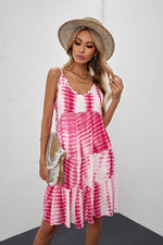 Tie-Dye Frill Trim Spaghetti Strap Dress - SHE BADDY© ONLINE WOMEN FASHION & CLOTHING STORE